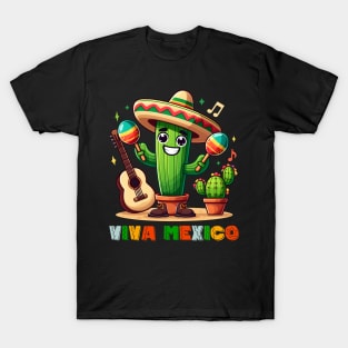 Viva Mexico Cinco De Mayo Cactus Guitar Sombrero Maracas T-Shirt